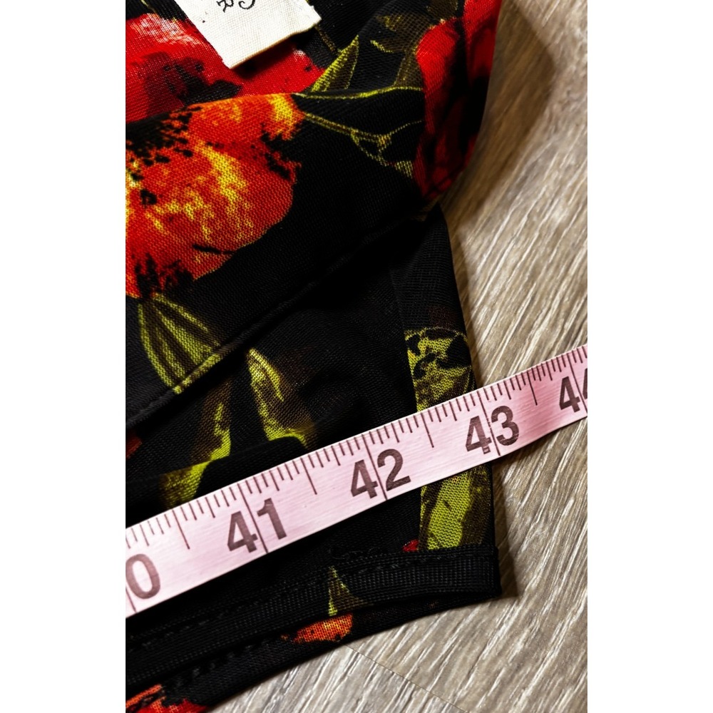 Ember Sheer Duster Cardigan Red Black Floral Romantic Dark Boho Medium - Picture 4 of 7